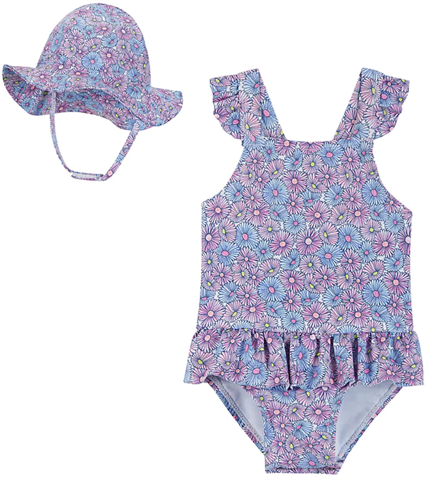 Andy & Evan Baby Girls' Print One-Piece Swimsuit & Hat Set product image