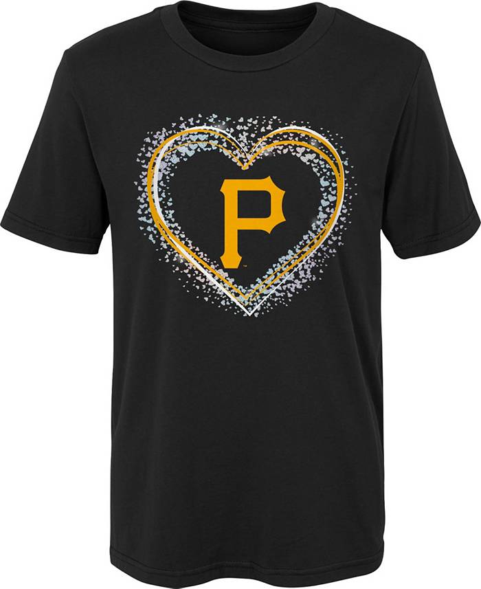 MLB Team Apparel Toddler Pittsburgh Pirates Pink Bubble Hearts T-Shirt