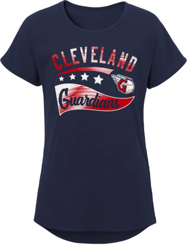 MLB Team Apparel Girls 8-20 Cleveland Guardians Navy Big Wave T-Shirt product image
