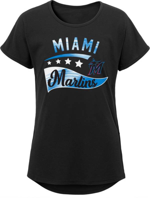 MLB Team Apparel Girls 8-20 Miami Marlins Black Big Wave T-Shirt product image
