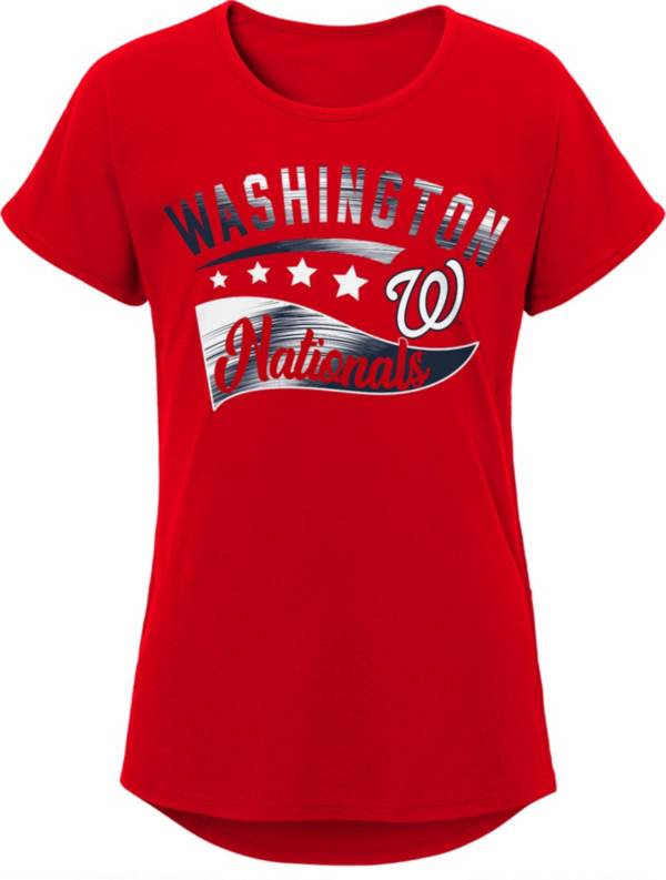 MLB Team Apparel Girls 8-20 Washington Nationals Red Big Wave T-Shirt