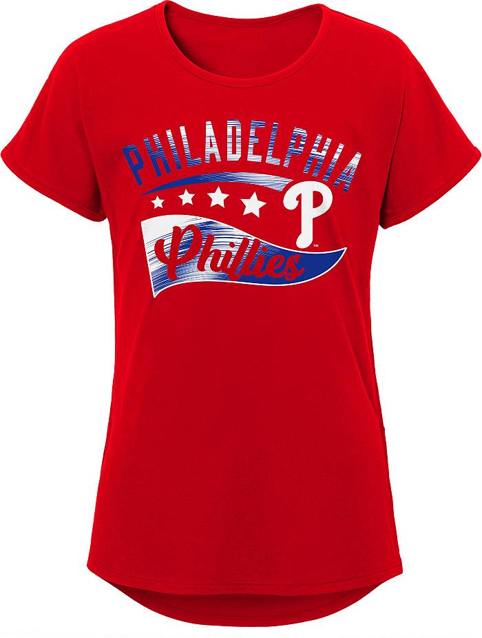 Stitches Philadelphia Phillies Red Tie-Dye Logo T-Shirt