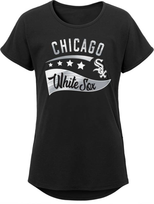 MLB Team Apparel Girls 8-20 Chicago White Sox Black Big Wave T-Shirt product image