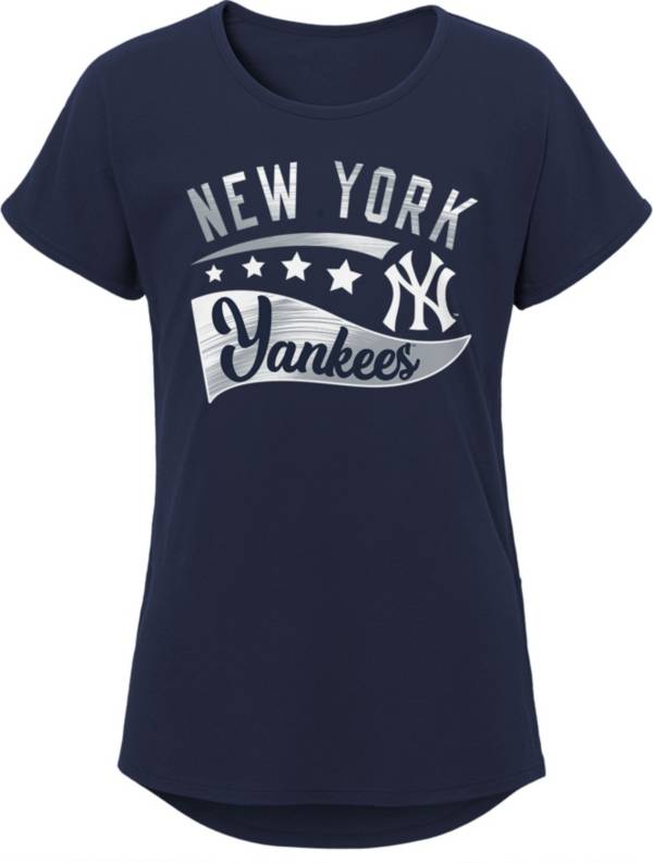MLB Team Apparel Girls 8-20 New York Yankees Navy Big Wave T-Shirt product image