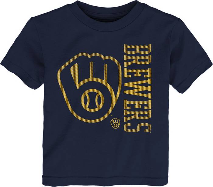 MLB Team Apparel Youth Milwaukee Brewers Navy Bases Loaded Hooded Long  Sleeve T-Shirt