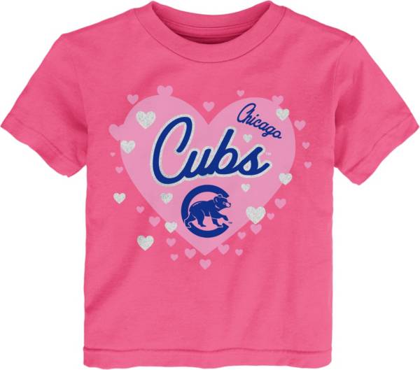 MLB Team Apparel Toddler Chicago Cubs Dark Pink Bubble Hearts T-Shirt product image