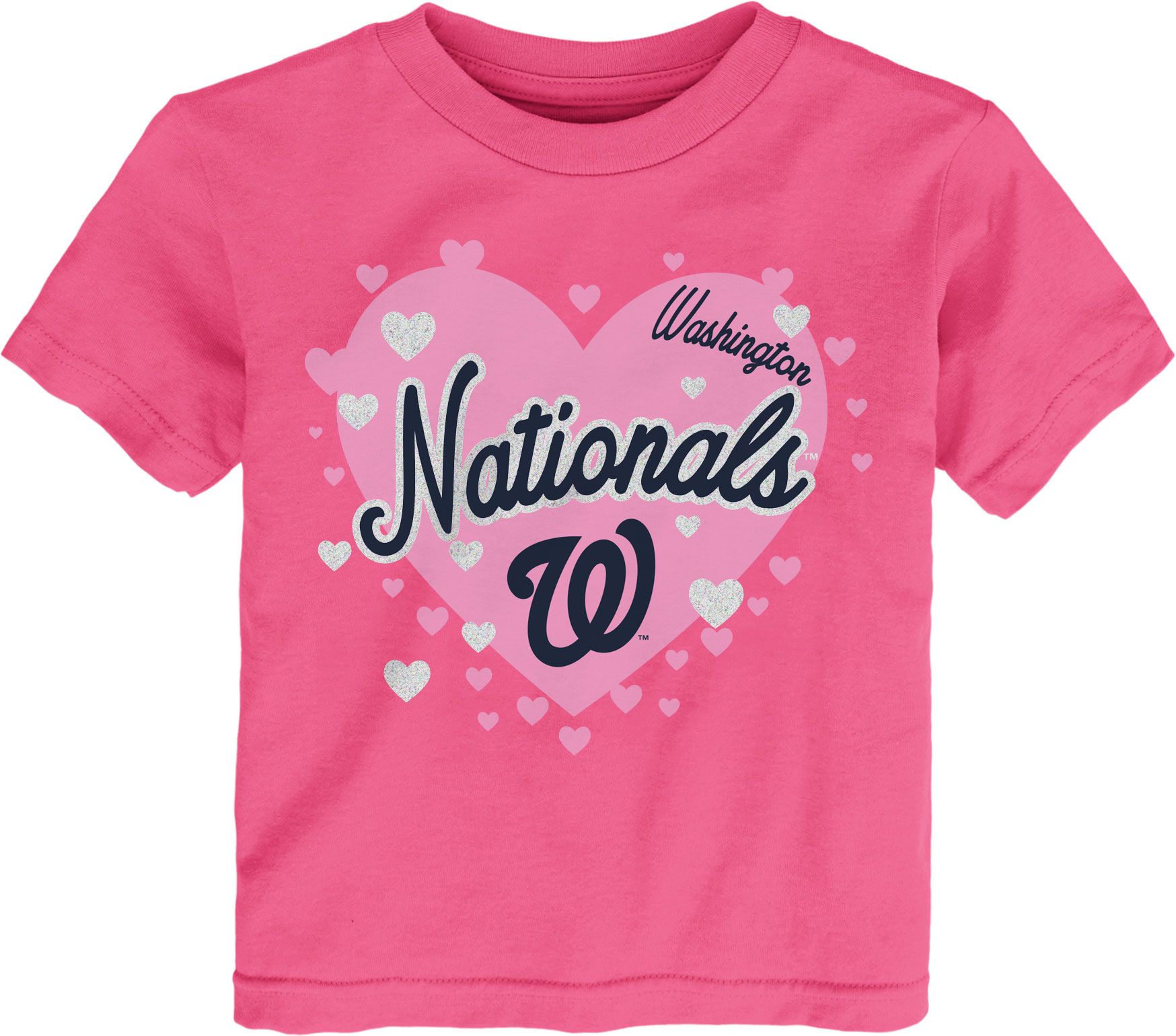 MLB Team Apparel Toddler Washington Nationals Dark Pink Bubble Hearts T-Shirt