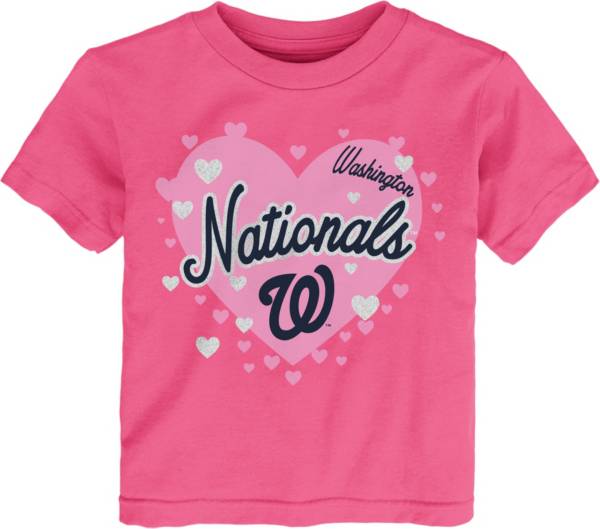 MLB Team Apparel Toddler Washington Nationals Dark Pink Bubble Hearts T-Shirt product image