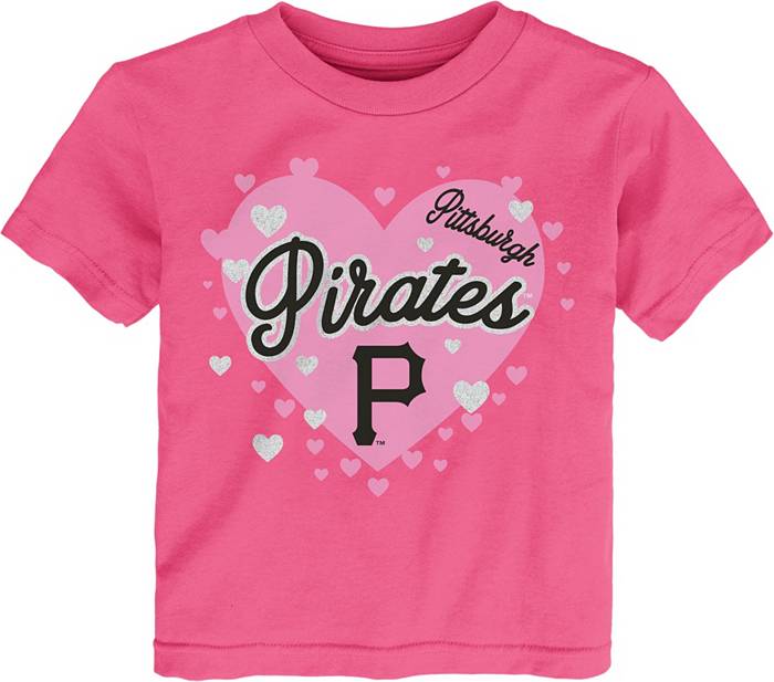 MLB Team Apparel Toddler Pittsburgh Pirates Pink Bubble Hearts T-Shirt