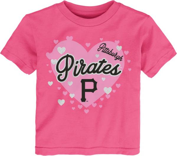 MLB Team Apparel Toddler Pittsburgh Pirates Pink Bubble Hearts T Shirt