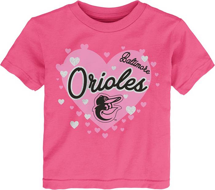 MLB Team Apparel Toddler Baltimore Orioles Dark Pink Bubble Hearts T-Shirt