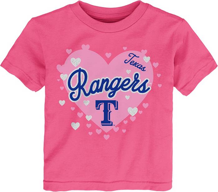 MLB Team Apparel Toddler Texas Rangers Dark Pink Bubble Hearts T