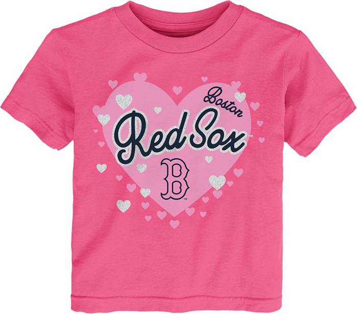MLB Team Apparel Toddler Boston Red Sox Dark Pink Bubble Hearts T-Shirt