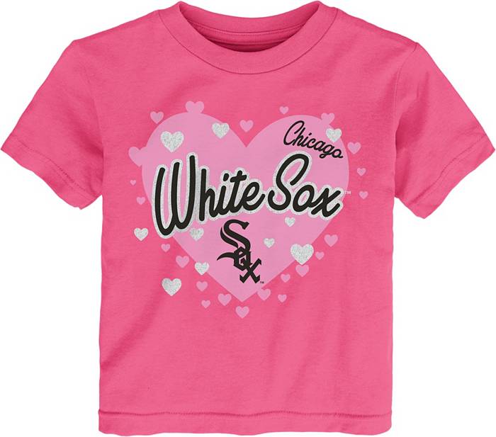 MLB Team Apparel Toddler Chicago White Sox Dark Pink Bubble Hearts T-Shirt