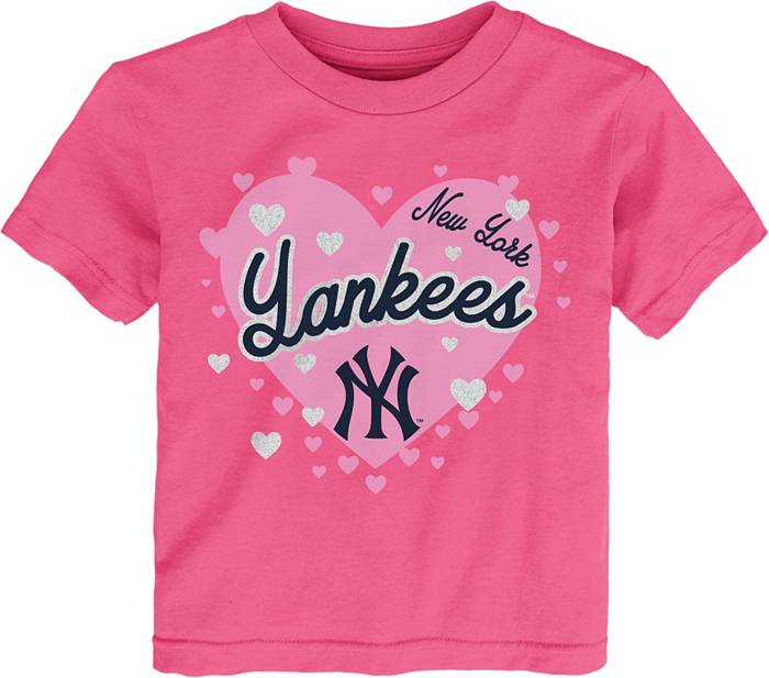 MLB Team Apparel Toddler New York Yankees Dark Pink Bubble Hearts