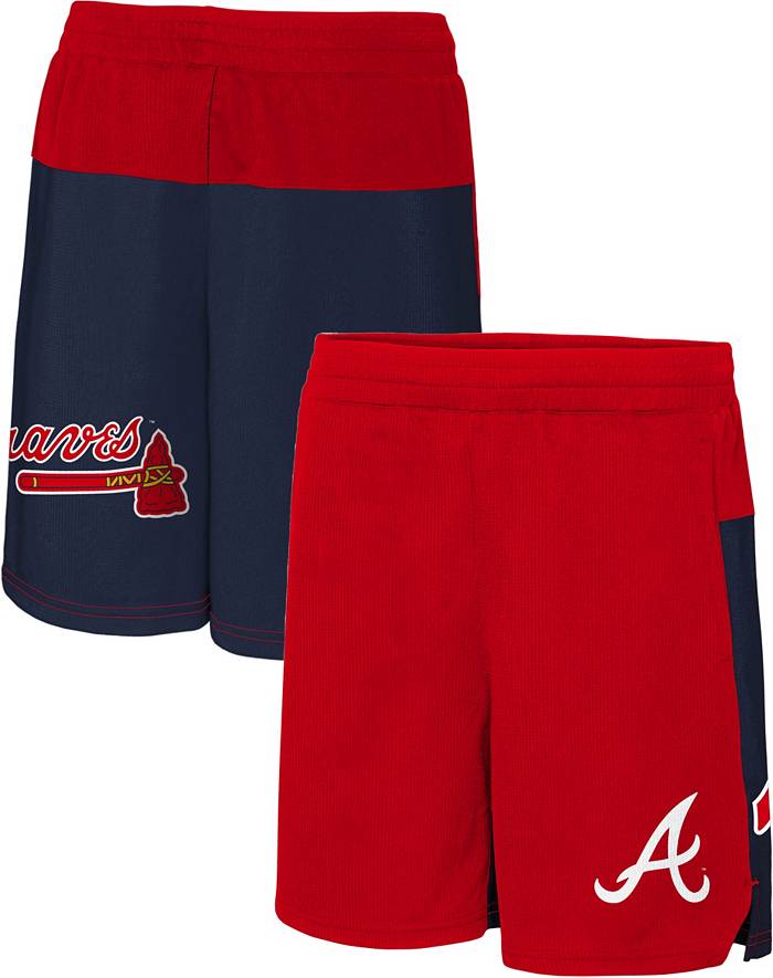 MLB Team Apparel Youth Atlanta Braves Red Colorblock Shorts
