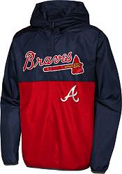 MLB Team Apparel Youth Atlanta Braves Navy Bases Loaded Hooded Long Sleeve  T-Shirt