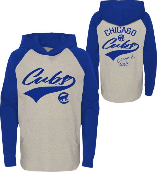 MLB Team Apparel Youth Chicago Cubs Royal Bases Loaded Hooded Long Sleeve T- Shirt