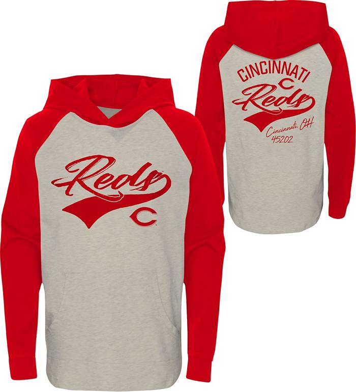 MLB Team Apparel Youth Cincinnati Reds Red Bases Loaded Hooded Long Sleeve  T-Shirt