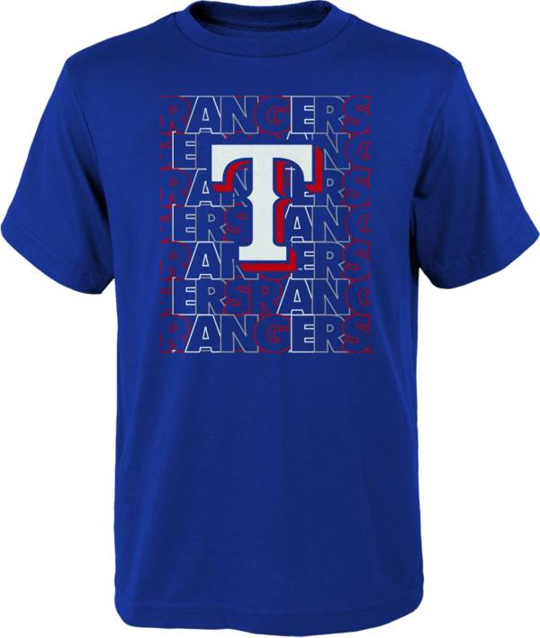 MLB Team Apparel Youth Texas Rangers Royal Letterman T-Shirt