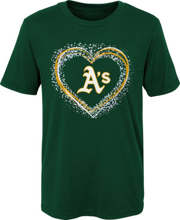 MLB Team Apparel 4-7 Oakland Athletics Green Heart Shot T-Shirt product image