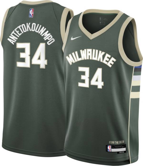Maillot NBA Milwaukee Bucks Giannis Antetokounmpo 34 Iridescent HWC  Collection Swingman - Enfant
