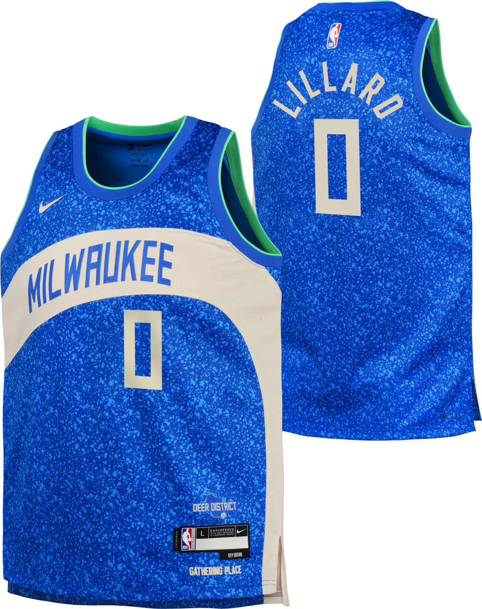 Nike Youth 2023-24 City Edition Milwaukee Bucks Damian Lillard #0 Swingman Jersey