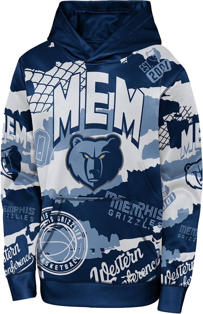 Memphis Grizzlies Youth Strong Side Pullover Sweatshirt - Light Blue/Navy