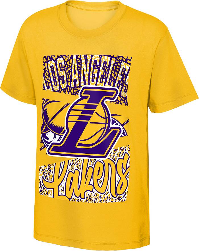 Outerstuff Nike Youth Los Angeles Lakers Yellow Court Culture T-Shirt, Boys', XL, Blue