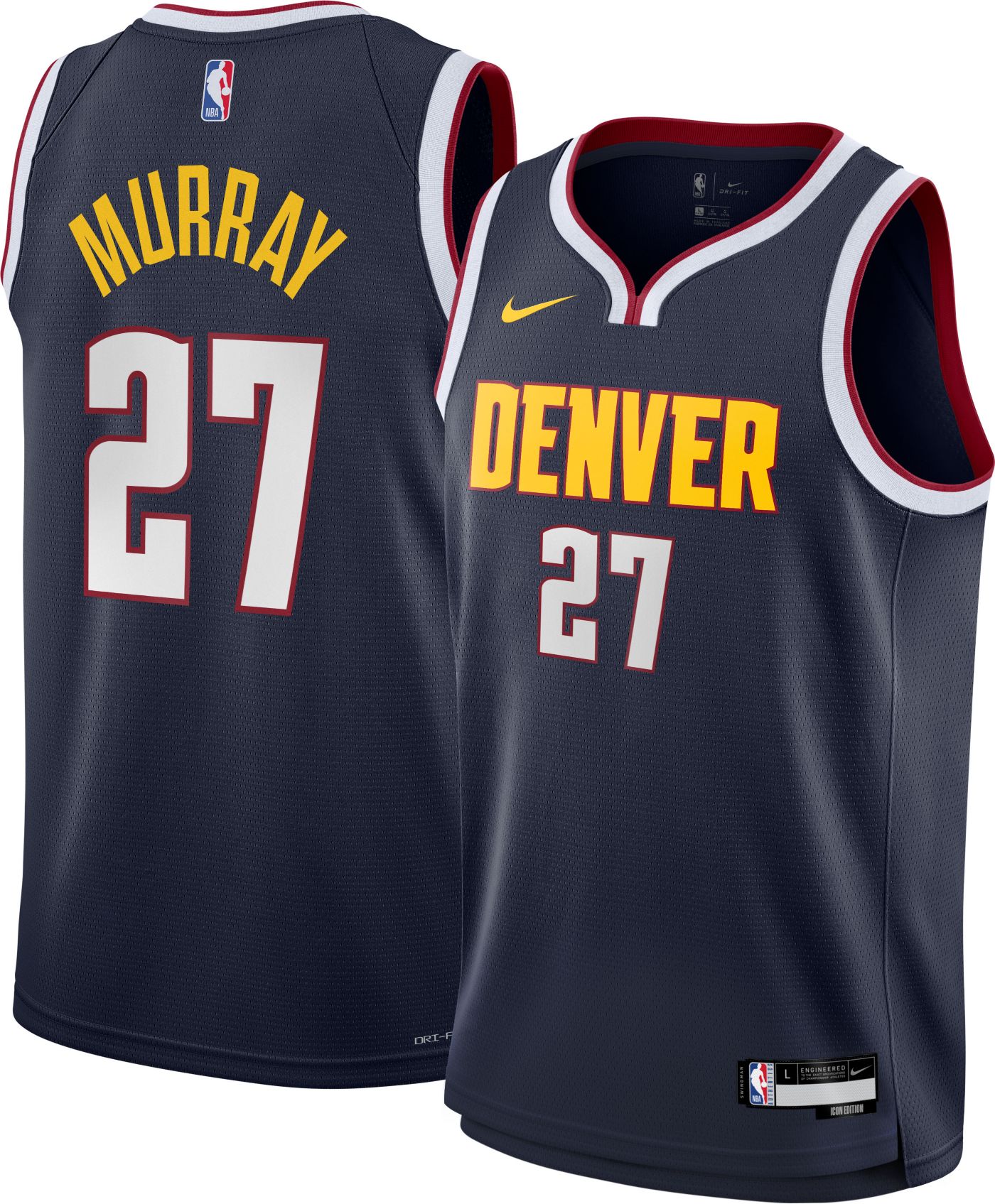 Jamal Murray Denver discount Nuggets Mile High City Finals Jersey #27 size 50 Large