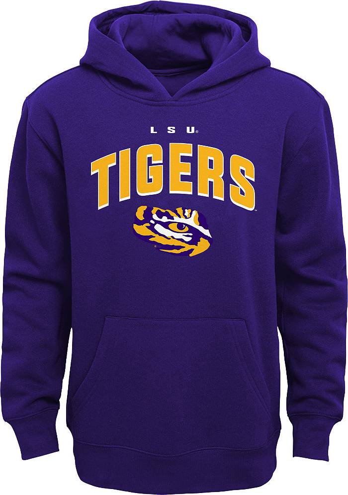 LSU Tigers Nike Logo Club Fleece Pullover Hoodie - Heathered Gray