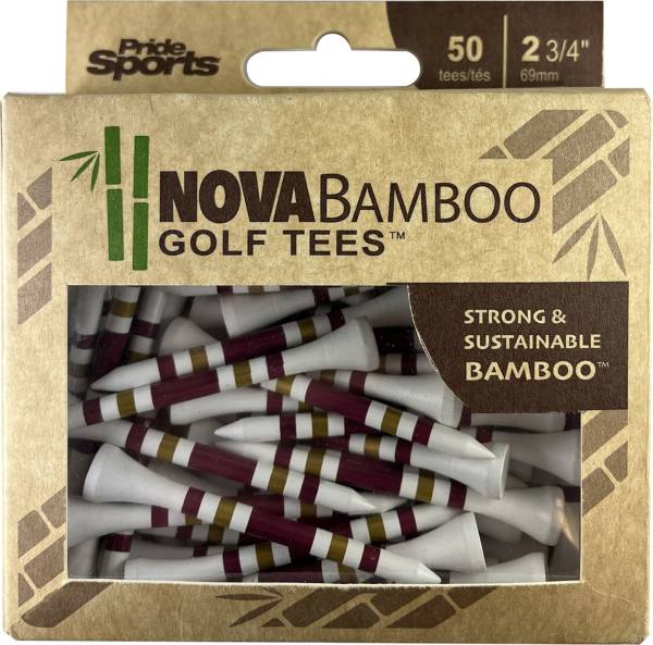Pride Nova Bamboo 2.75" White/Gold/Maroon Golf Tees - 50 Count product image