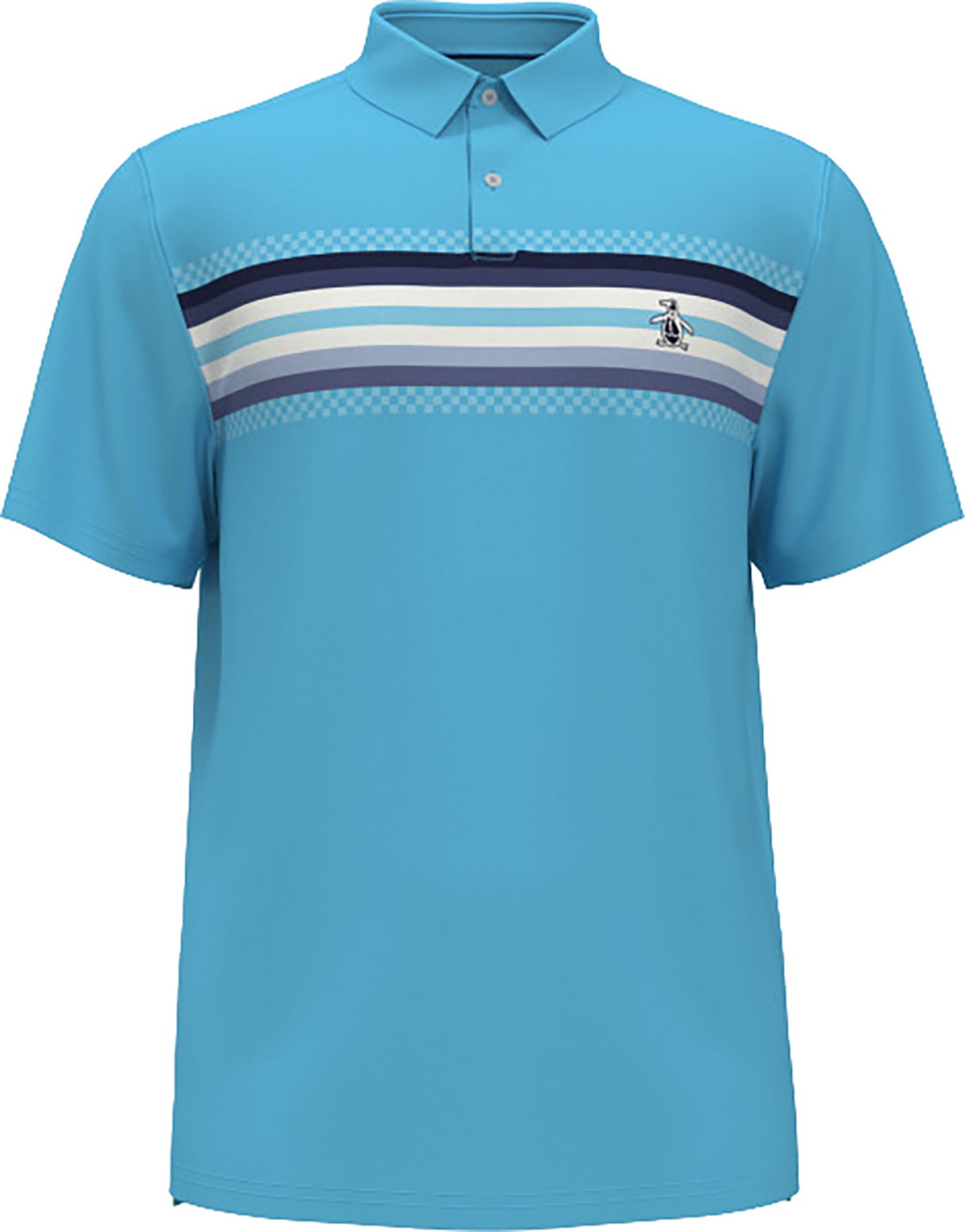 Original Penguin Men s Engineered Coastal Ombre Print Short Sleeve Golf Polo Shirt Large Aquarius