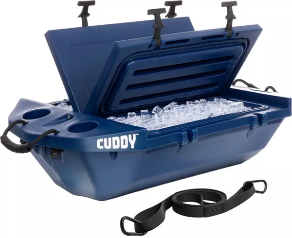 Cuddy Floating Cooler and Dry Storage Vessel - 40qt - Amphibious Hard Shell Design - Navy