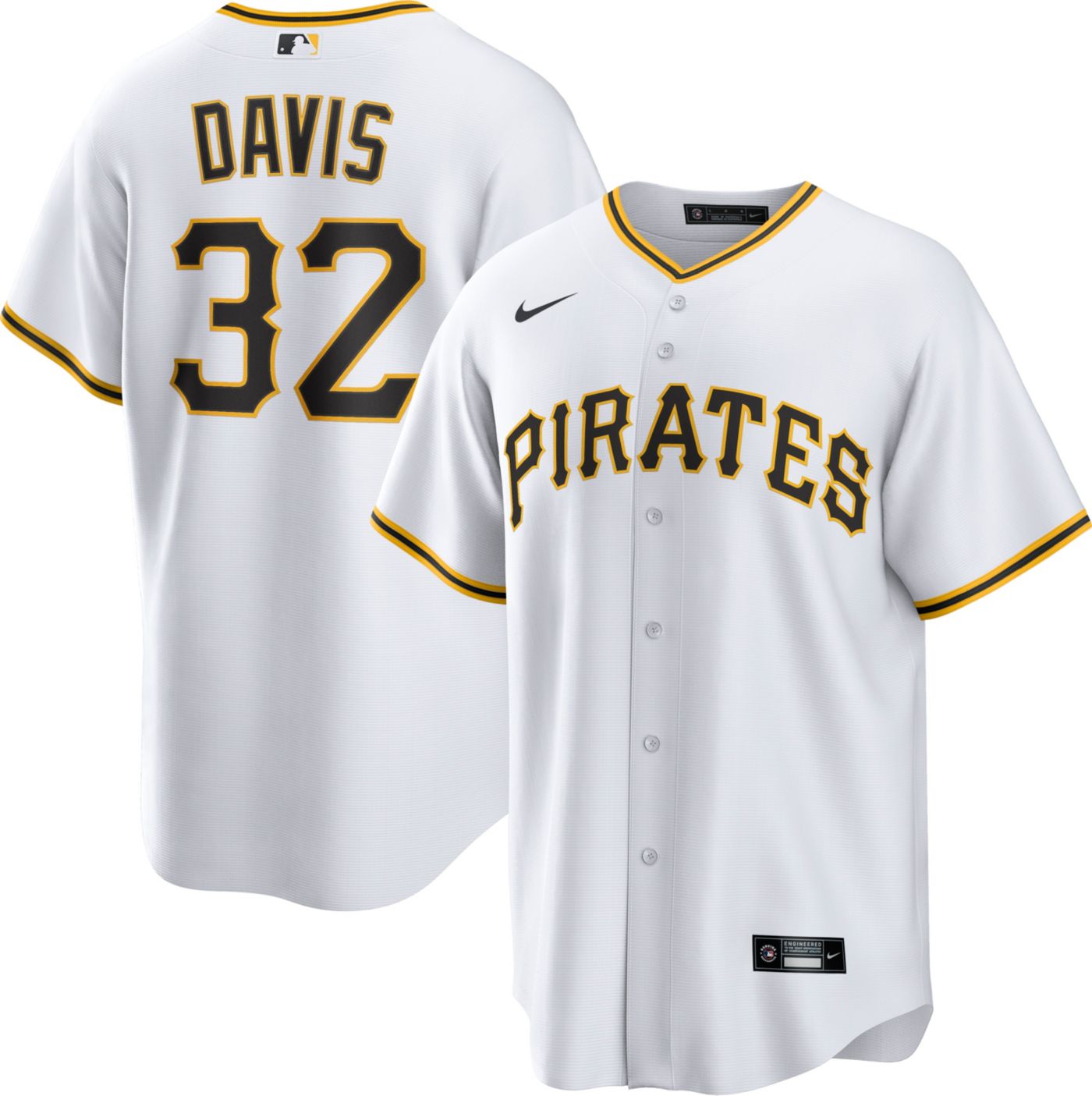 Nike Men s Pittsburgh Pirates Henry Davis 32 White Cool Base Jersey Dick s Sporting Goods