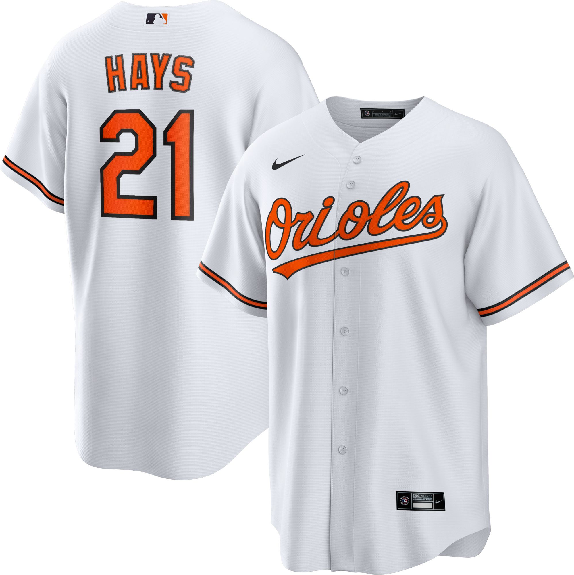 Nike Men's Baltimore Orioles Austin Hays #21 White Home Cool Base Jersey