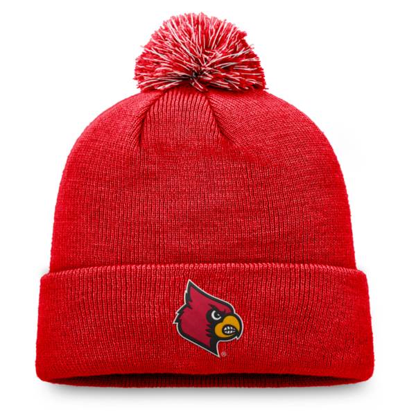 Men's Top of the World Red/Black Louisville Cardinals Core 2-Tone Cuffed Knit  Hat with Pom