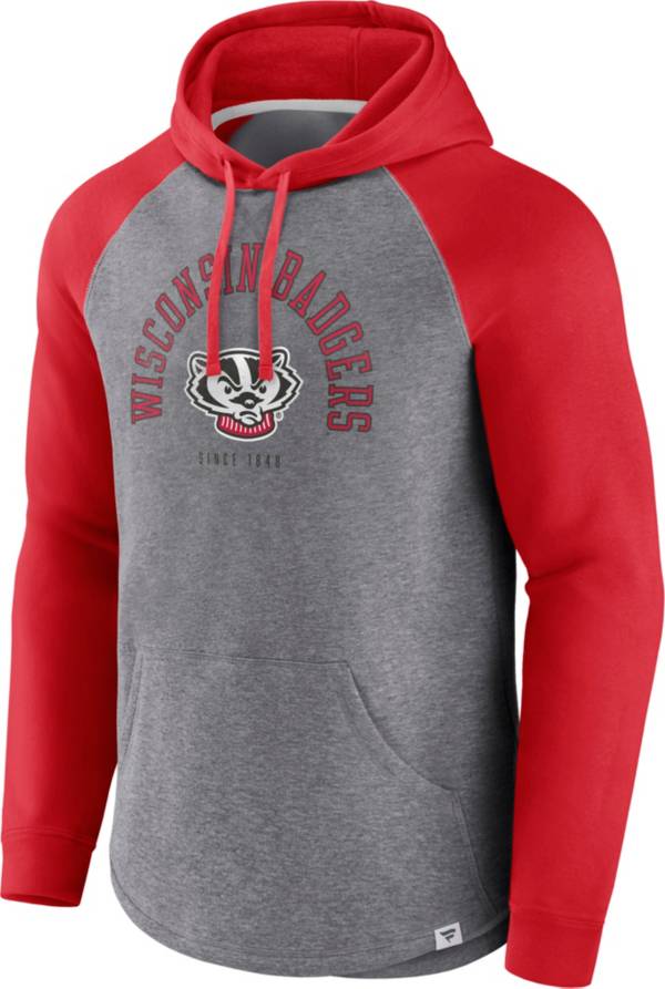 NCAA Men's Wisconsin Badgers Grey Raglan Pullover Hoodie | Dick's ...