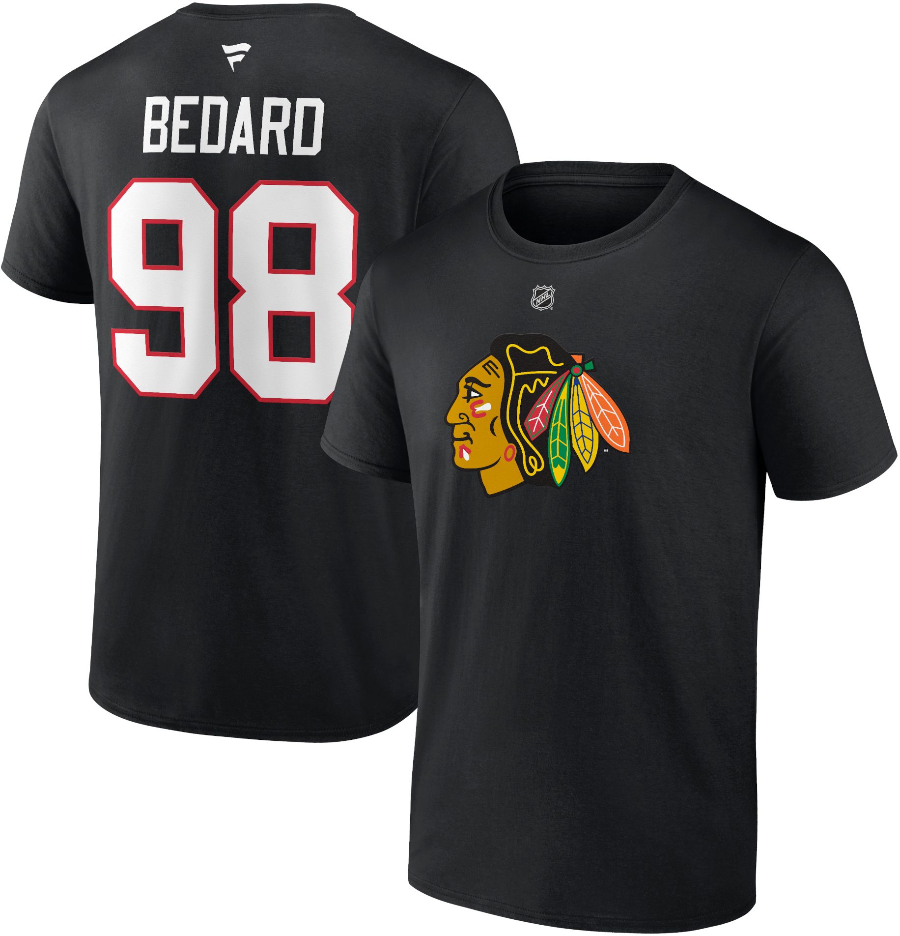 NHL Adult Chicago Blackhawks Connor Bedard #98 Black T-Shirt product image