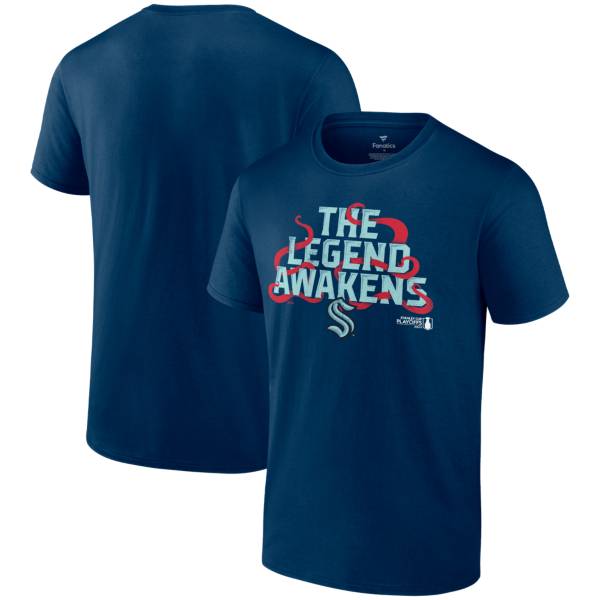 NHL Seattle Kraken "The Legend Awakens" Playoffs Navy T-Shirt product image