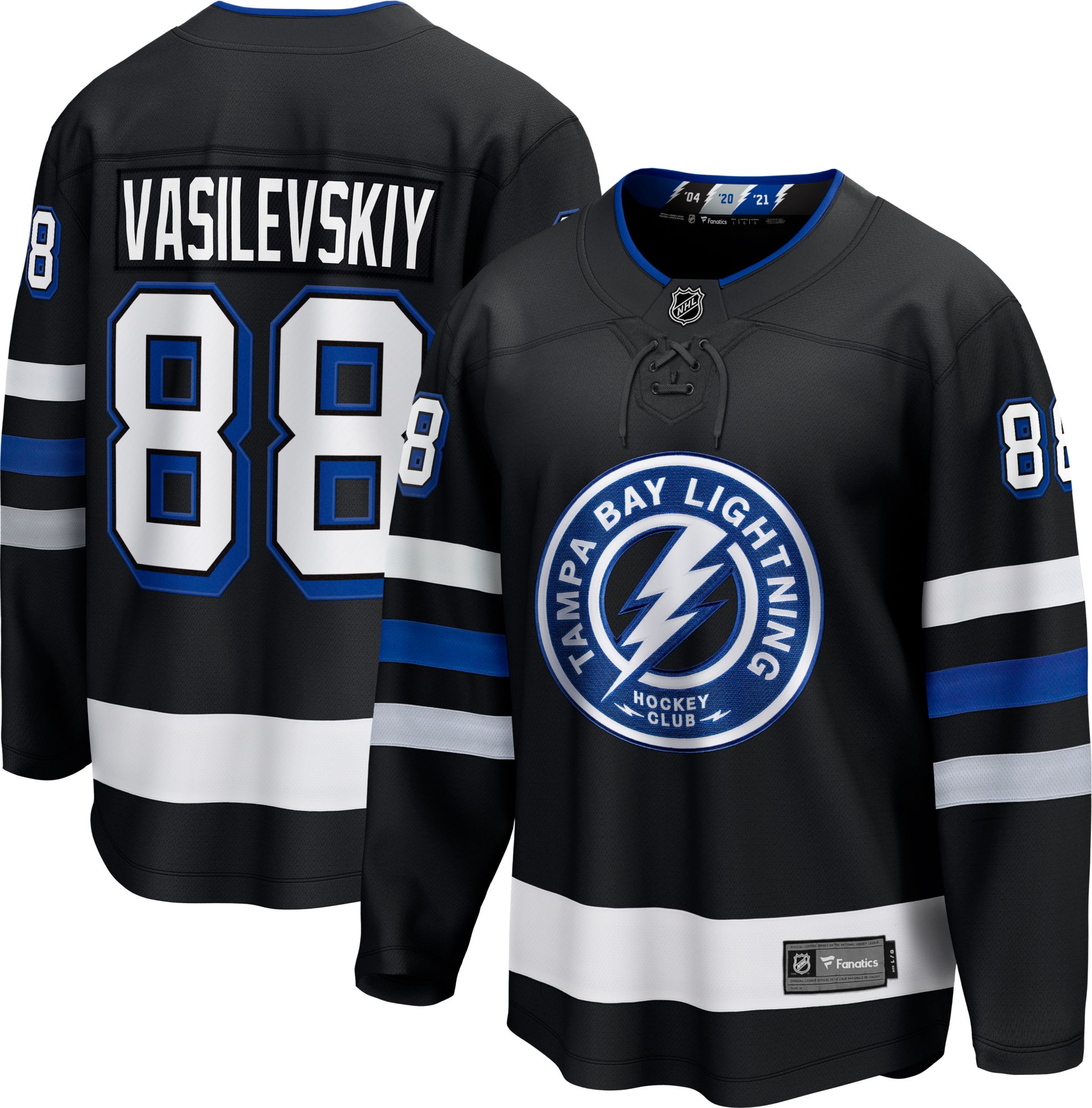 Tampa Bay Lightning No88 Andrei Vasilevskiy Black 1917-2017 100th Anniversary 2020 Stanley Cup Champions Stitched Jersey