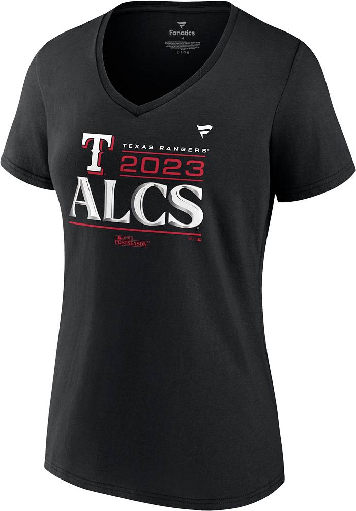 Women's Fanatics Branded Black Texas Rangers 2023 Division Series Winner Locker Room Plus Size V-Neck T-Shirt