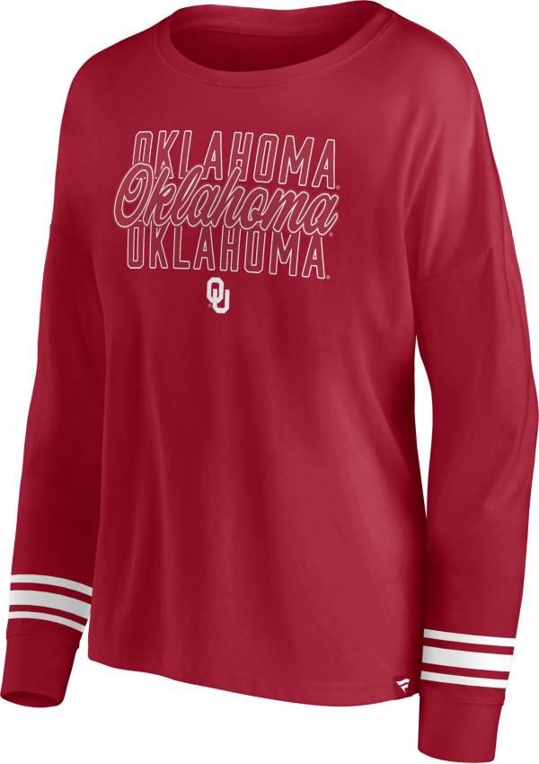 NCAA Women's Oklahoma Sooners Crimson Triple Stripe Long Sleeve T-Shirt product image