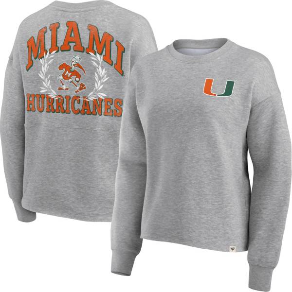 NCAA Women s Miami Hurricanes Grey Heritage Crew Neck Sweatshirt