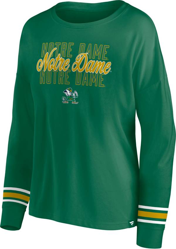 NCAA Women's Notre Dame Fighting Irish Green Triple Stripe Long Sleeve T-Shirt product image