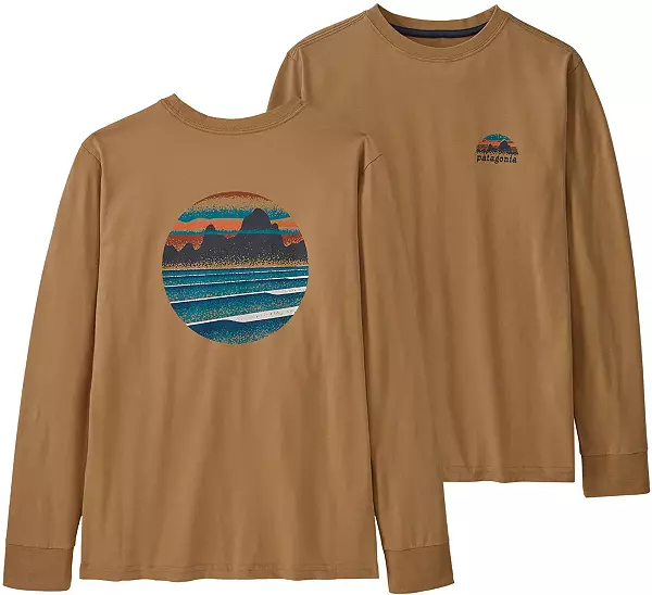Patagonia Kids' Long-Sleeved Regenerative Organic Certified Cotton Skyline  Stencil T-Shirt