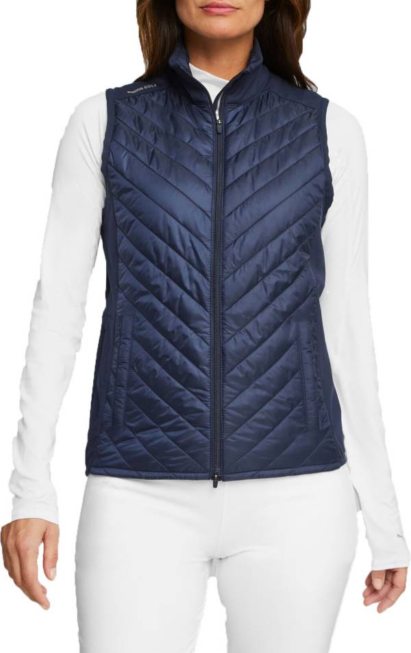 Navy Padded Zip Vest in Water-Repellent Technical Fabric