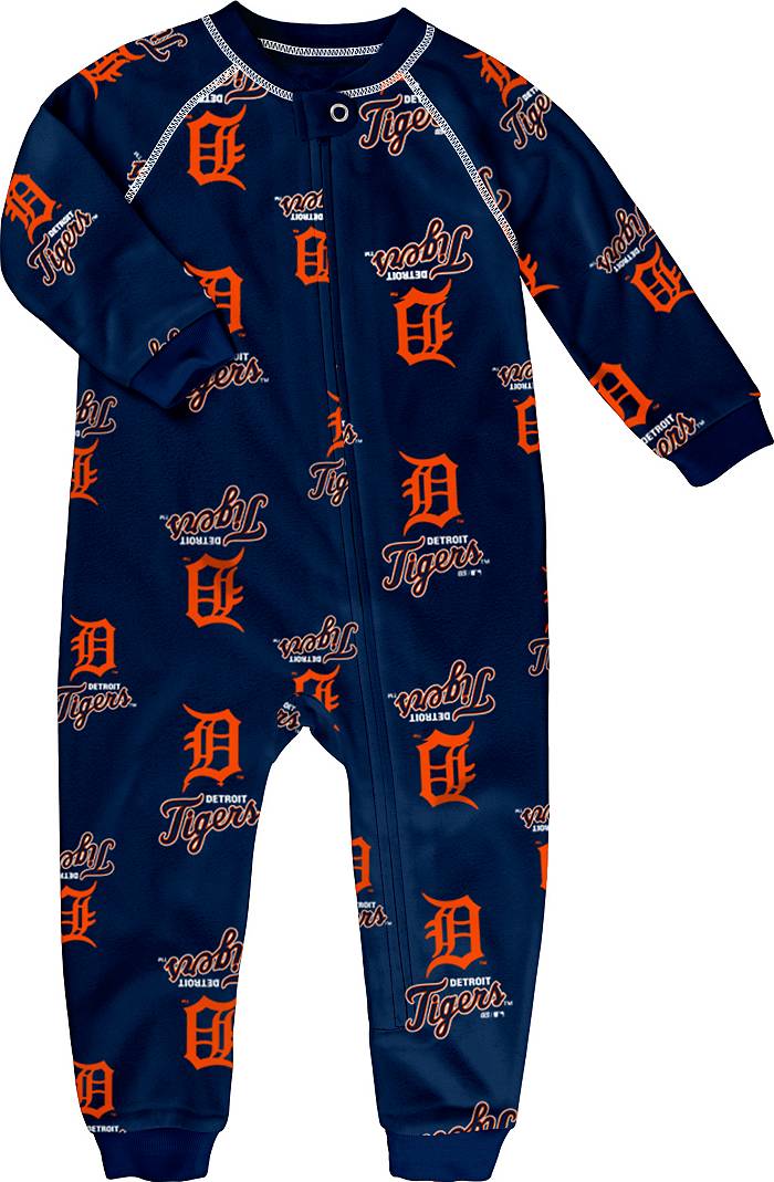 MLB Team Apparel Toddler Detroit Tigers Navy Raglan Zipper Coverall