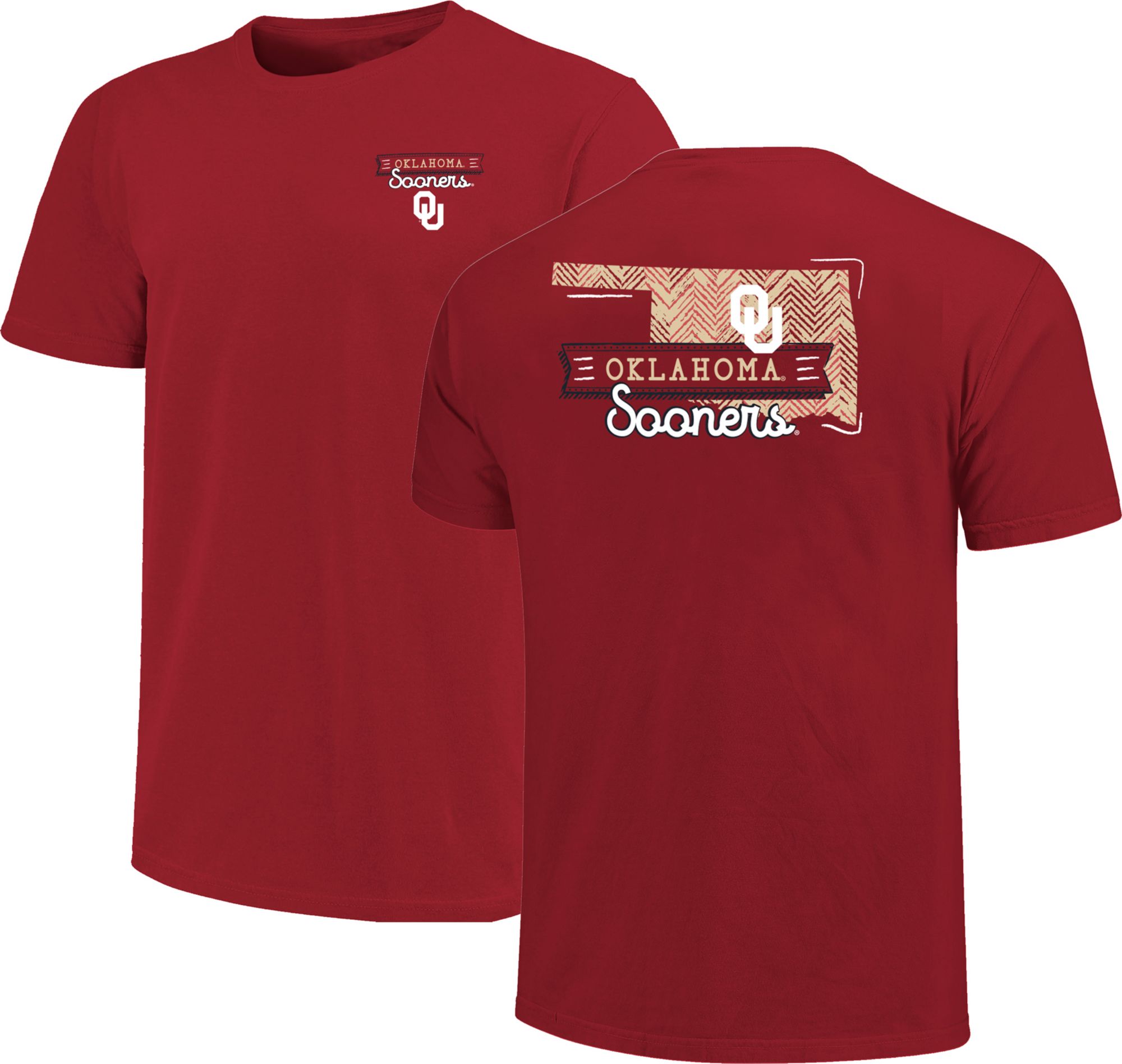 Image One Adult Oklahoma Sooners Crimson Sketch Banner T-Shirt product image
