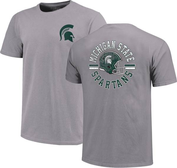 Image One Adult Michigan State Spartans Grey Helmet Arch T-Shirt | Dick ...